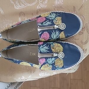 Anne Kline Tropical Akzetta Slip ons Women blue Espadrille Zipdown Front SZ 9